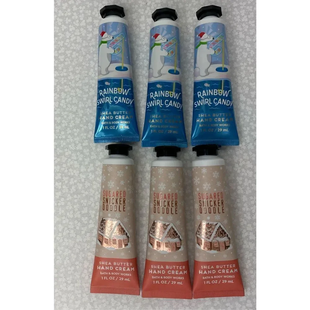 Bath and Body Works Sugared Snickered Doodle & Rainbow Swirl Candy Hand Creams